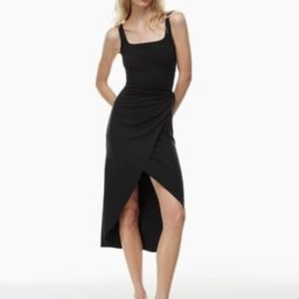 Wilfred Saturn Black Sleeveless Maxi Dress with Side Tie Detail